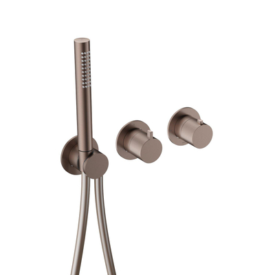Hotbath Ace Partie apparente - pour mitigeur thermostatique encastré - 2 voies - inverseur - douchette à main - flexible de douche - Cuivre brossé PVD