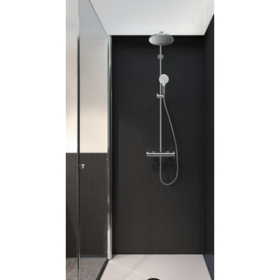 Hansgrohe Crometta s 240 - 1jet - showerpipe: - met Ecostat - 1001 CL douchekraan thermostatischHOH=15cm - met S - 24 - thermostaat - hoogglans chroom