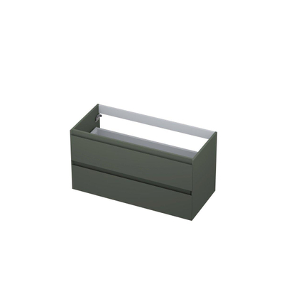 INK Wastafelonderkast - 100x45x52cm - 2 lades - greeploos - MDF lak - Mat beton groen