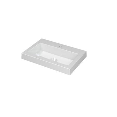 INK Dock wastafel - 60x40x6cm - 1 wasbak - 1 kraangat - polystone wit glans