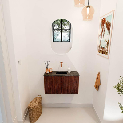 Mondiaz JOYA-DLUX 70cm toiletmeubel - kleur Ruby - Wastafel FAYE positie Midden Zonder kraangat kleur Lava.