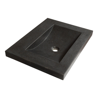 BRAUER Magma wastafel 60x46x5cm - 1 wasbak - 0 kraangaten - natuursteen - basalt antraciet