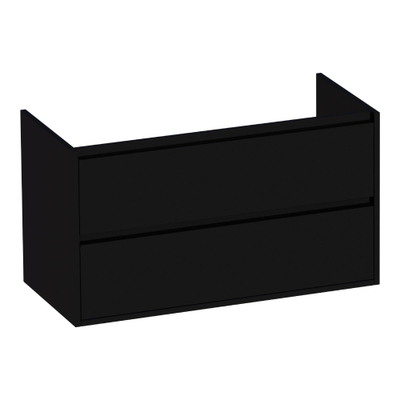 BRAUER New Future Meuble sous lavabo - 100x46x55cm - 2 tiroirs sans poignée softclose - 1 découpe pour le siphon - MDF - brillant noir