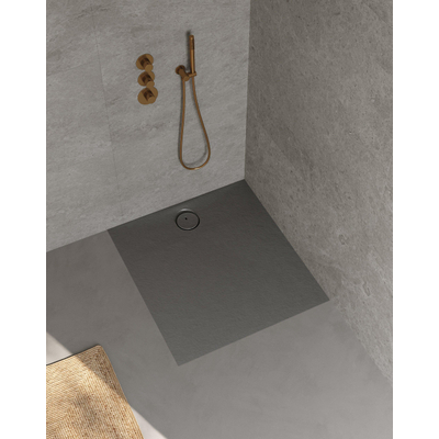 Riho Nuvia Douchevloer - 100x90cm - antibacterieel - purite - stone grey