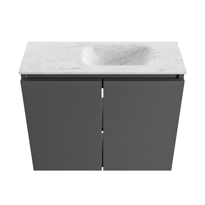MONDIAZ TURE-DLUX Meuble de toilettes 60 cm Dark Grey. Lavabo EDEN Opalo position à droite. Avec 1 trou de robinet.
