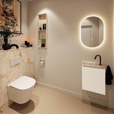 MONDIAZ TURE-DLUX 40cm toiletmeubel Talc. EDEN wastafel Frappe positie links. Met 1 kraangat.