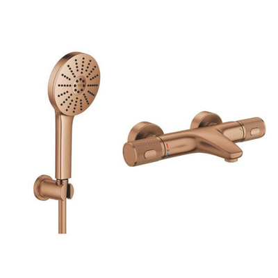 Grohe Vitalio Joy Badset - 175cm handdouche - 3 straalsoorten - thermostaatkraan - warm sunset (koper)