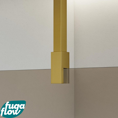 FugaFlow Eccelente Vetro Douche à l'italienne - 30x200cm - Fumé - Bras plafond - Laiton Brossé (Doré)