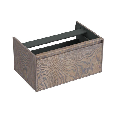 Forzalaqua Reno 2.0 meuble sous-lavabo 80x51x40cm avec 1 tiroir softclose sans poignée Chêne Massif Silver Grey