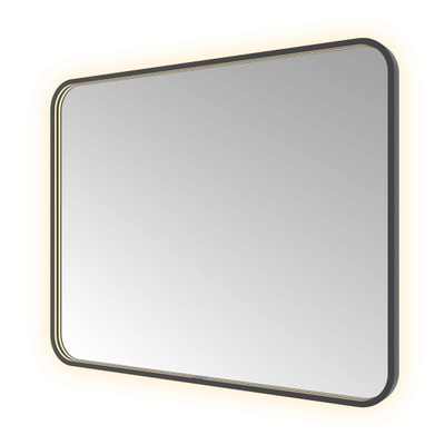 Hotbath &MORE Spiegel - 100x80cm - direct en indirect LED - color changing - spiegelverwarming - met afstandsbediening - PVD - geborsteld zwart