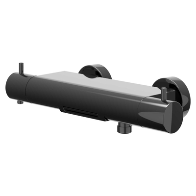 IVY Bond Badthermostaatkraan opbouw - Cooltouch - cascade uitloop - Zwart chroom PVD