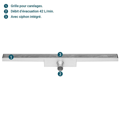 Easy drain tuile compacte ws 50mm 80cm simple