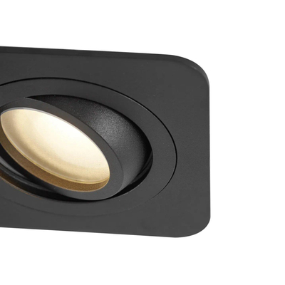 QAZQA Alberto Inbouwspot set - 1 spot - 9x11.2cm - inclusief dimbare led lamp - IP44 - Vierkant - Zwart