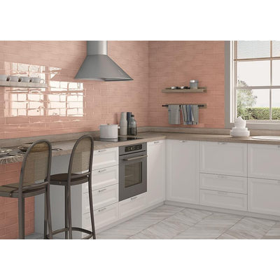 SAMPLE Terravito Pavero wandtegel - 7.5x30cm - 8.6mm - Rechthoek - Roze glans