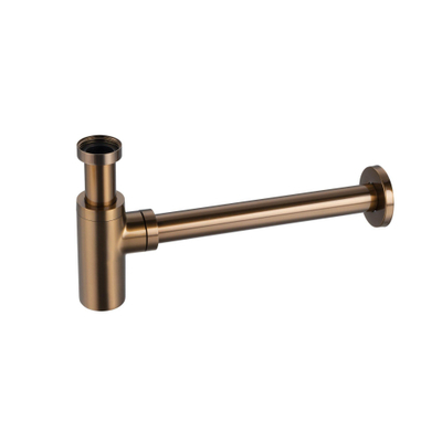 FugaFlow Eccelente Ensemble robinetterie de fontaine en fonte avec robinet de fontaine sur pied bas, bouchon toujours ouvert et siphon design PVD Cuivre brossé PVD (Cuivre)