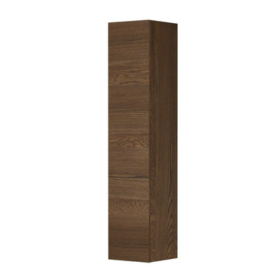 INK Badkamerkast - 35x36.7x169cm - 1 deur - Links en rechtsdraaiend - greeploos - massief eiken - chocolate