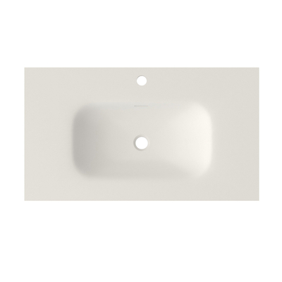 Saniclass Flow Vasque à poser sur meuble - 81x46x1.5cm - trop-plein - 1 cuve au centre - 1 trou de robinet - solid surface blanc mat