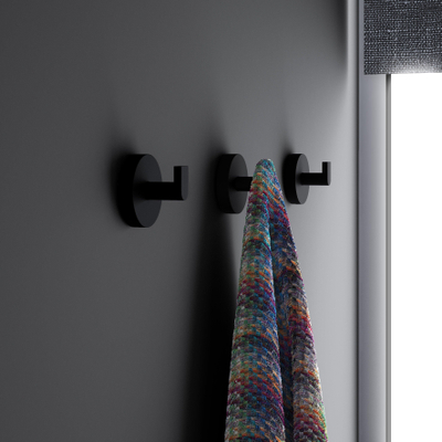 Clou Flat patère pour serviette 4,8x4,8cm 2 pièces Noir mat