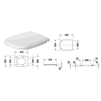 Duravit D-code Abattant WC 43.8x35.9x5cm avec softclose - Matière synthétique - blanc brillant