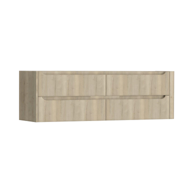 H&R Badmeubelen Juice Wastafelonderkast - 160x45x50cm - rechterhoek afgerond - 4 lades - geïntegreerde greep - French oak