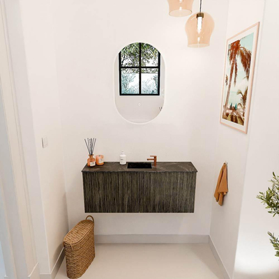 Mondiaz JOYA-DLUX 100cm toiletmeubel - kleur Shadow - Wastafel FAYE positie Midden 1 kraangat kleur Lava.