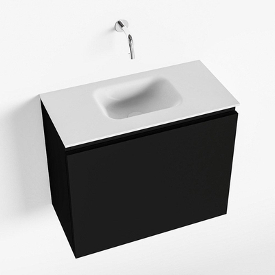 MONDIAZ OLAN Kit lave-mains - 60x30x40cm - 0 trous de robinet - 1 tiroir - urban mat - lavabo centré - Solid Surface Blanc
