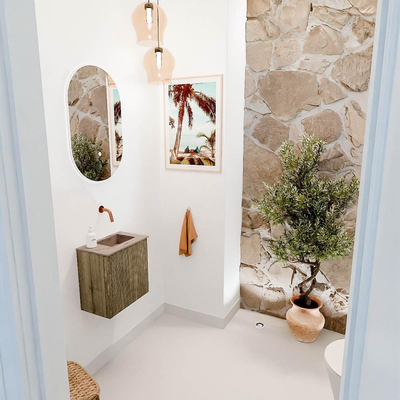 Mondiaz JOYA-DLUX Meuble de toilettes 40 cm - couleur Dusk - Lavabo FAYE position Droite Sans trou de robinet couleur Arena.