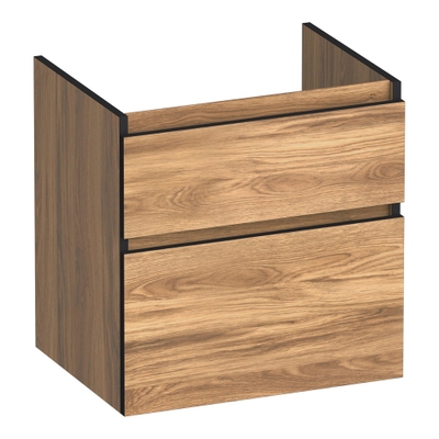 BRAUER Delight Edge meuble sous-lavabo 60 2 tiroirs softclose - sans poignées - 1 découpe pour siphon - Honey