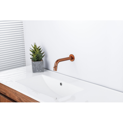 FugaFlow Eccelente Acces Fonteinkraanset - inbouw - uitloop 18cm - inkortbaar - sifon - always open plug - Geborsteld koper PVD (Koper)