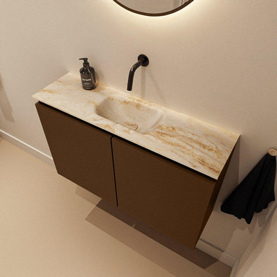MONDIAZ TURE-DLUX 80cm toiletmeubel Rust. EDEN wastafel Frappe positie midden. Zonder kraangat.