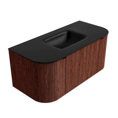 Mondiaz KURVE Badkamermeubelset - 100x46x40cm - 1 lade - 2 deuren - wastafel solid surface - midden - zonder kraangat - Ruby