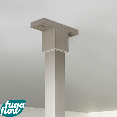 FugaFlow Eccelente Vetro douche à l'italienne salle de bain - 120x200cm - verre fumé - bras plafond - inox brossé