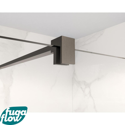 FugaFlow Eccelente Vetro douche à l'italienne salle de bain tige de stabilisation prolongée 200cm détachée incl. matériel de fixation - gunmetal