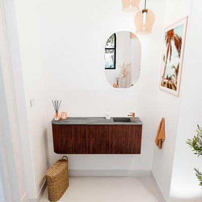 Mondiaz JOYA-DLUX 111.6cm toiletmeubel - ronding links kleur Ruby - Wastafel FAYE positie Rechts 1 kraangat kleur Sombra.