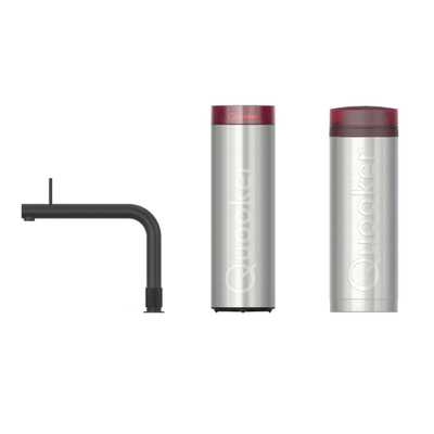 Quooker BE Front robinet d'eau bouillante - bec pivotant - PRO3 incl. réservoir Cube - Eau chaude / bouillante / gazeuse / filtrée - Noir brillant