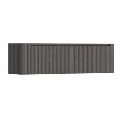 H&R Badmeubelen Juice Wastafelonderkast - 160x45x40cm - linkerhoek afgerond - 3D-front - 2 lades - geïntegreerde greep - wenge