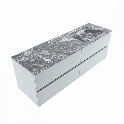 Mondiaz VICA-DLUX ensemble de meuble de salle de bain - 150cm - meuble sous-vasque argile - 4 tiroirs - lavabo encastré nuage droite - 1 trou de robinet - version haute de 60cm - lave