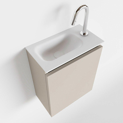 Mondiaz TURE Meuble lave-mains 40x23x50cm 1 trou de robinet 1 porte Linen mat Lavabo Eden Gauche Solid Surface Blanc