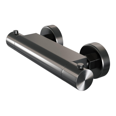 Brauer Gunmetal Edition Robinet de douche encastré - barre de douche - 1 fonction - 2 boutons lisses - douchette à main 1 jet - PVD - gunmetal brossé