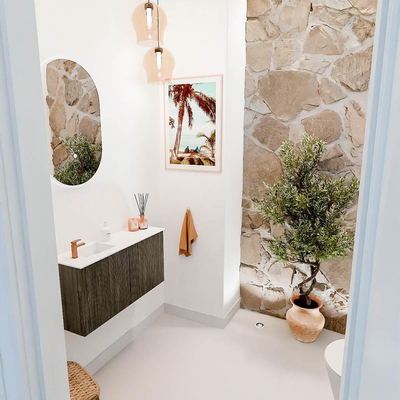 Mondiaz JOYA 80cm toiletmeubel - kleur Shadow - Wastafel FAYE positie Links 1 kraangat kleur Talc.