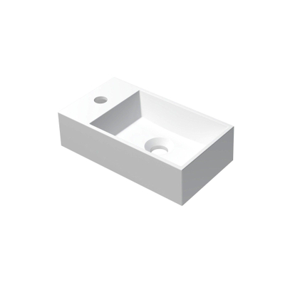 INK Contra Fontaine - 40x22x10cm - lavabo à droite - 1 trou de robinet - polystone blanc mat