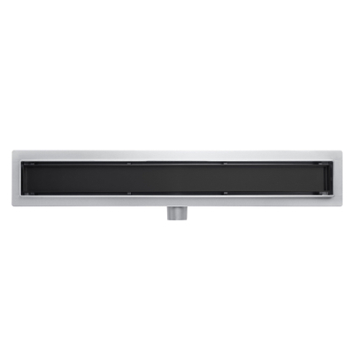 FugaFlow Eccelente Caniveau de douche à battant - 60cm - grille à carreaux - bride de sol - noir mat