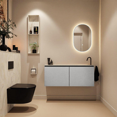 MONDIAZ TURE-DLUX 120cm toiletmeubel Plata. EDEN wastafel Ostra positie rechts. Met 1 kraangat.