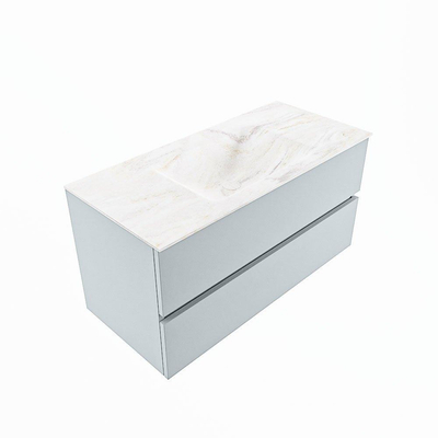 Mondiaz VICA-DLUX ensemble de meuble de salle de bain - 100cm - meuble sous-vasque argile - 2 tiroirs - lavabo encastré nuage milieu - 1 trou de robinet - version haute 60cm - ostra