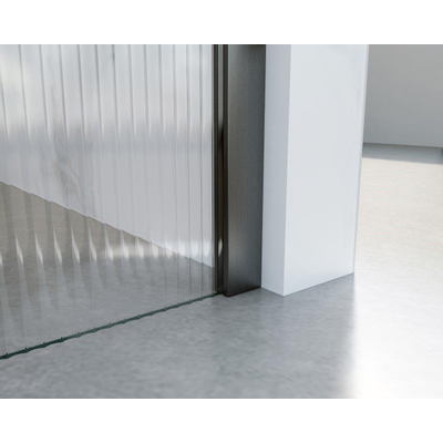 FugaFlow Eccelente Vetro inloopdouche - 180x200cm - ribbelglas - wandarm - Geborsteld Gunmetal PVD