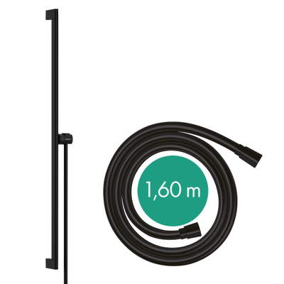 Hansgrohe Unica Glijstang S Puro - 90 cm - met easy slide schuifstuk en isiflex - doucheslang - 160 cm - mat zwart