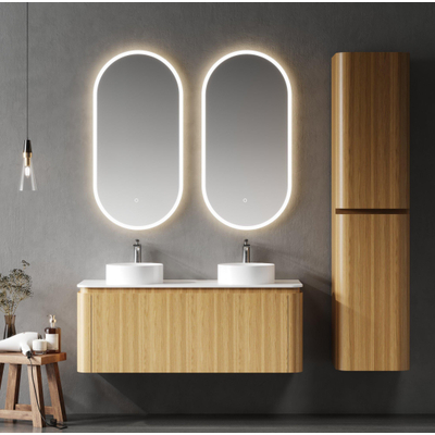 Saniclass Terra Armoire Haute - 170x35x40cm - coins arrondis - 2 portes - bois de sable