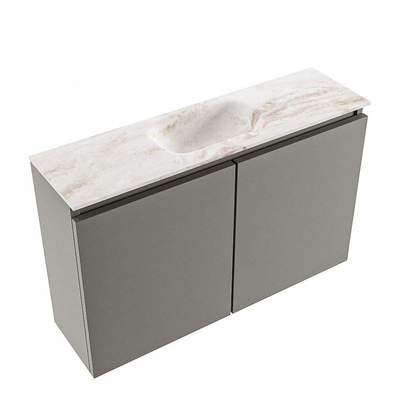 MONDIAZ TURE-DLUX Meuble de toilette 80 cm Smoke. Lavabo EDEN Frappe position milieu. Sans trou de robinet.