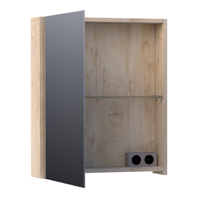 BRAUER Impress armoire de toilette – 59 x 70 x 15 cm – ouverture à gauche, porte-miroir double face – Forest Wheat