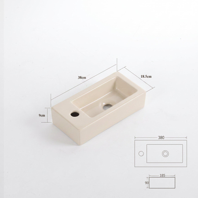 QeramiQ Dely Lavabo pour WC - 38x18.5x9cm - ceramique - trou de robinet a gauche - lin